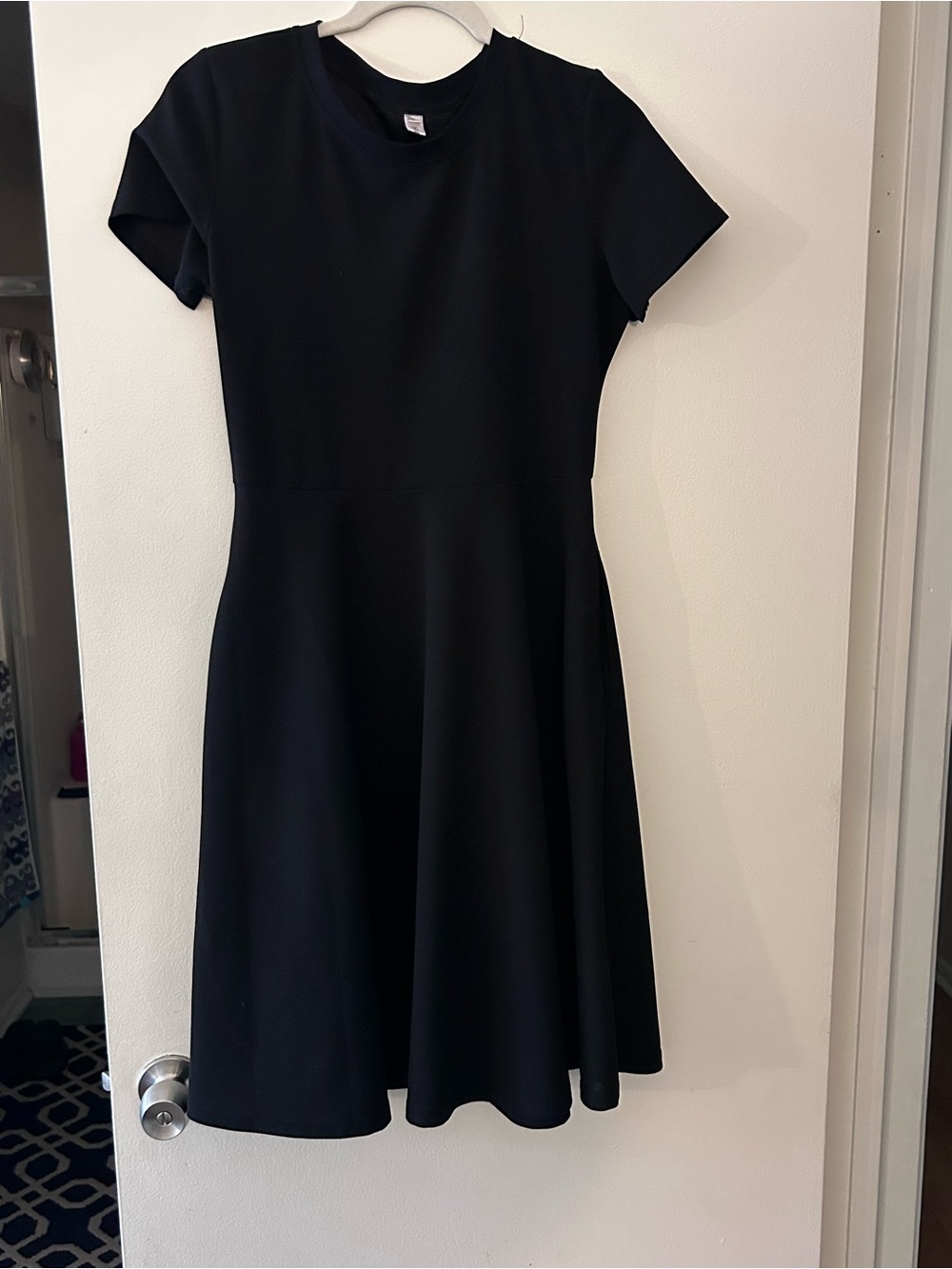 Classic Black Short-Sleeve Fit & Flare Dress